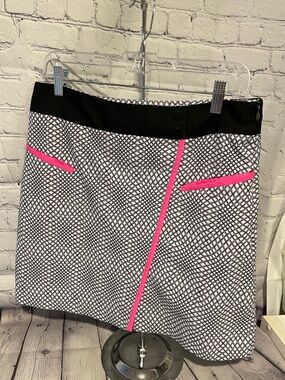 Annika Black & White Patterned Women's Skort with Pink Trim Sz 8